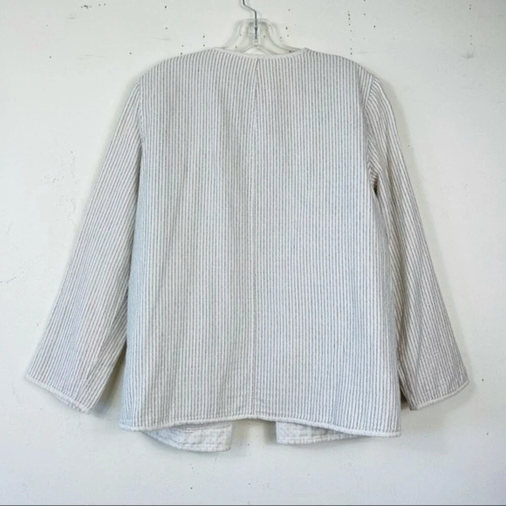 EILEEN FISHER REVERSIBLE COTTON KIMONO JACKET M Open Front Lagenlook Blazer - Picture 11 of 13